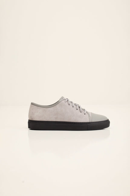 Men's Leather and Suede Sneakers - Grey Black | Ron Tomson