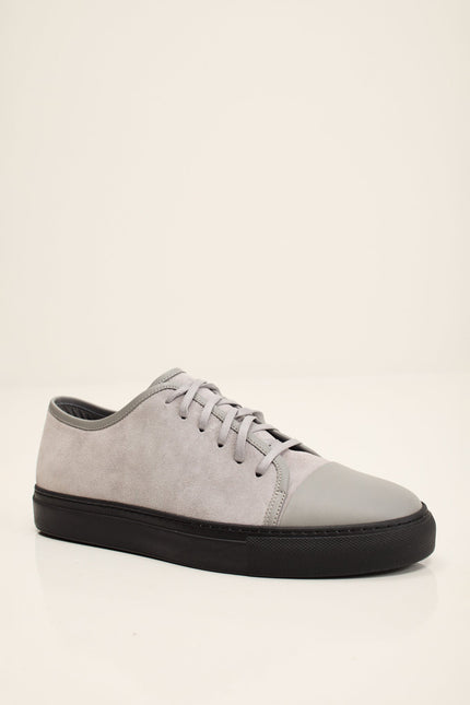 Men's Leather and Suede Sneakers - Grey Black | Ron Tomson