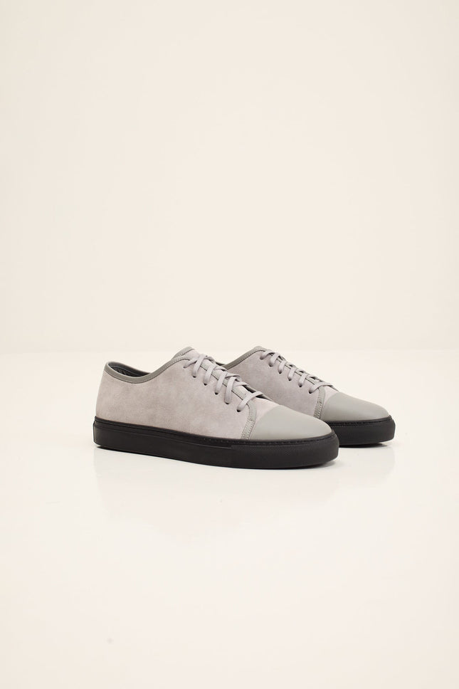 Men's Leather and Suede Sneakers - Grey Black | Ron Tomson