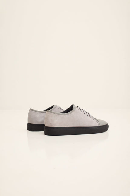 Men's Leather and Suede Sneakers - Grey Black | Ron Tomson