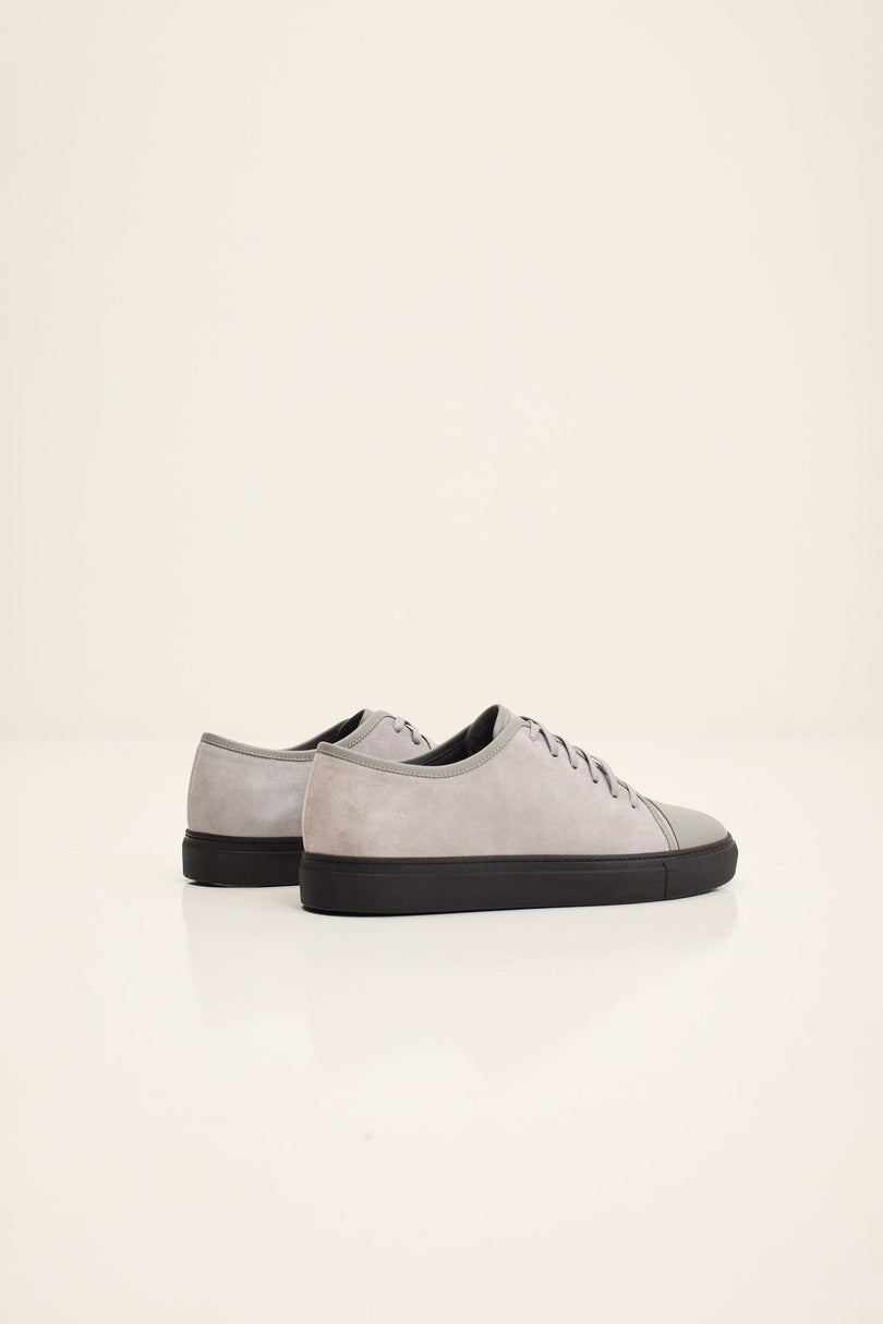 Men's Leather and Suede Sneakers - Grey Black | Ron Tomson
