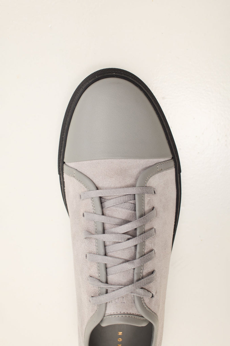 Men's Leather and Suede Sneakers - Grey Black | Ron Tomson