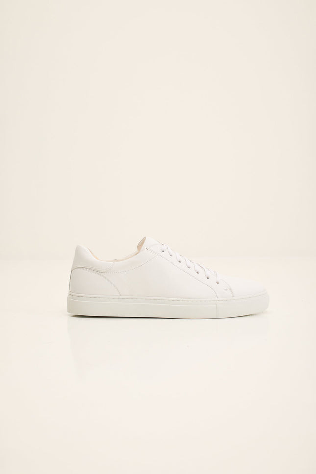 Men's Margom Sole Leather Court Sneaker - White | Ron Tomson