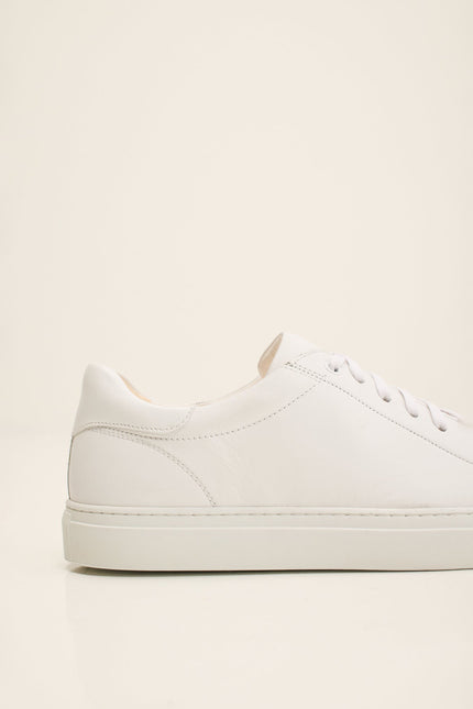 Men's Margom Sole Leather Court Sneaker - White | Ron Tomson