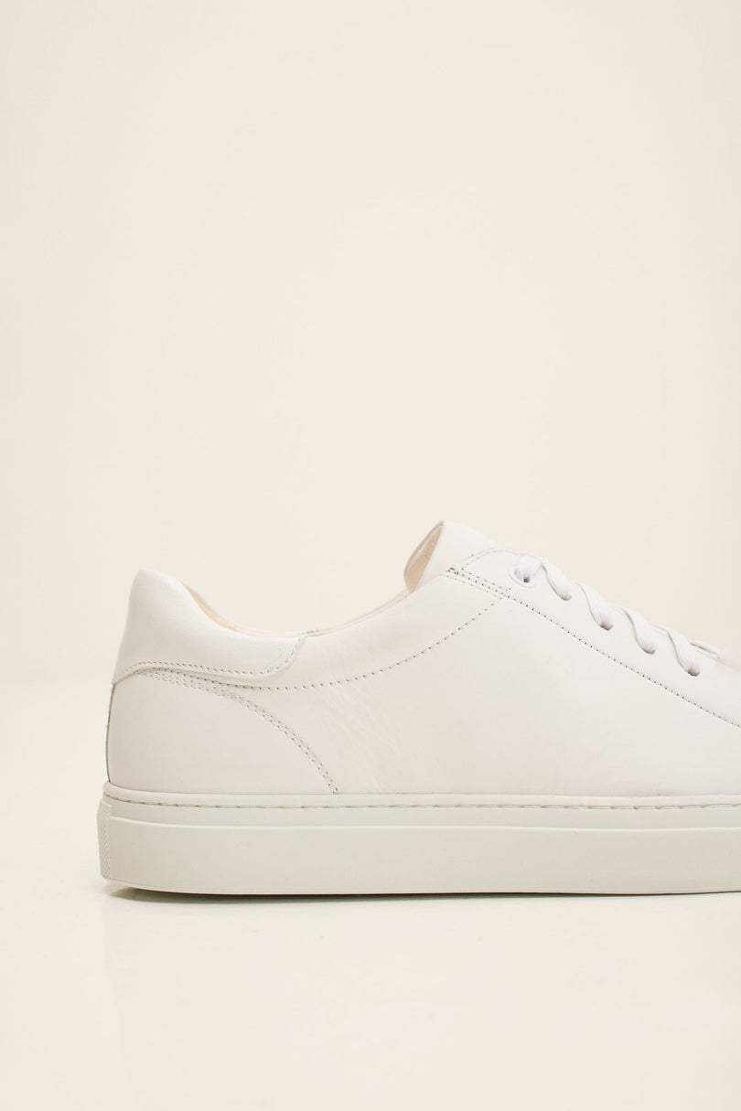 Men's Margom Sole Leather Court Sneaker - White | Ron Tomson