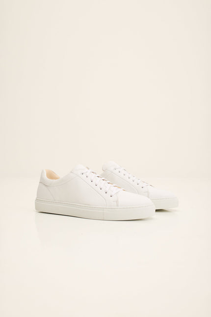 Men's Margom Sole Leather Court Sneaker - White | Ron Tomson