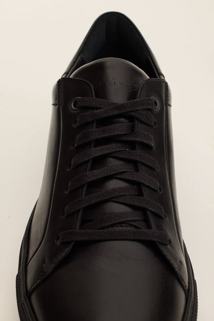 Men's Margom Sole Leather Court Sneaker - Black | Ron Tomson