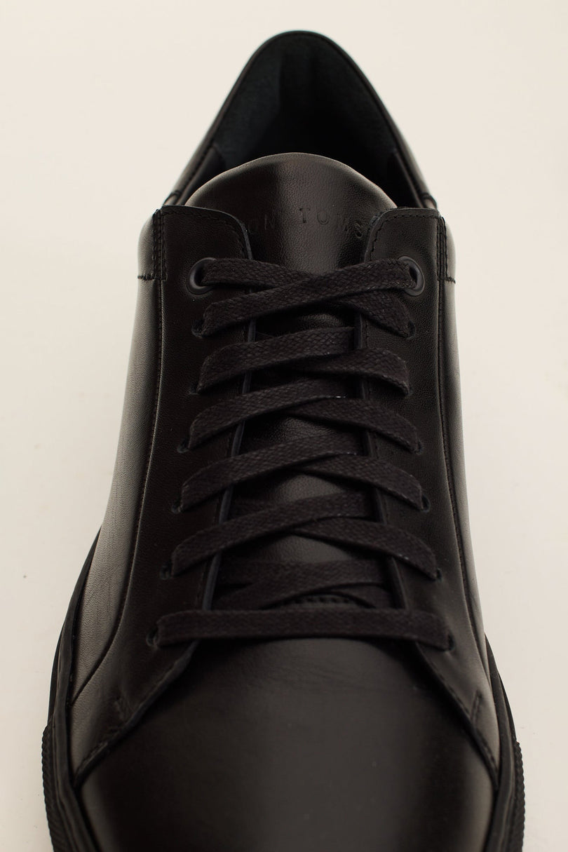 Men's Margom Sole Leather Court Sneaker - Black | Ron Tomson