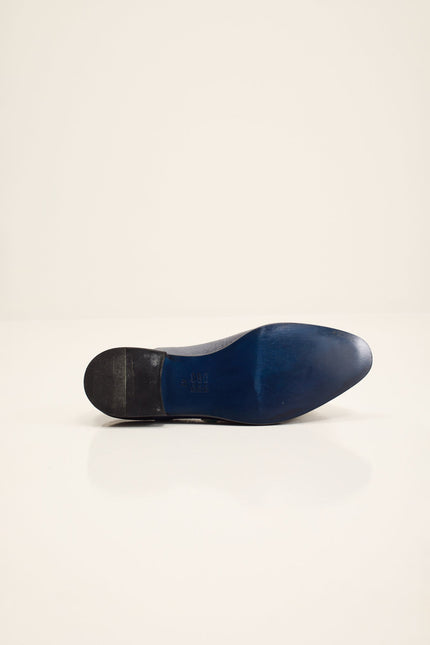 Men's Two Tone Plain Toe Leather Oxford - Navy | Ron Tomson