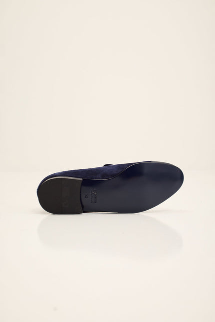 Men's Suede Dipped Toe Loafer - Navy | Ron Tomson