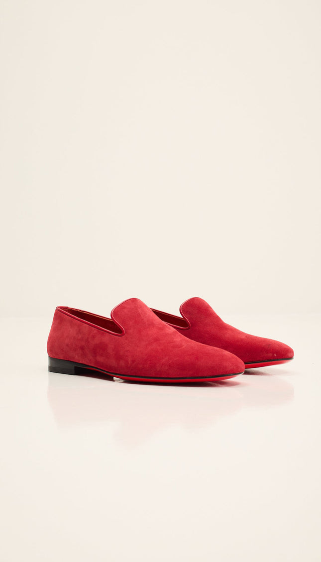 Lambskin Suede Loafer - Red