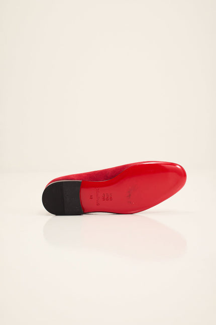 Men's Lambskin Suede Loafer - Red | Ron Tomson