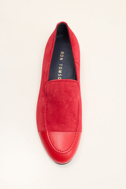 Men's Dipped-Toe Suede Loafer - Valentine Red | Ron Tomson