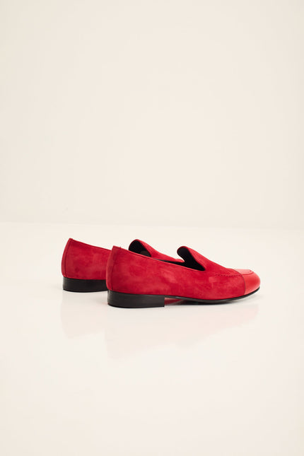 Men's Dipped-Toe Suede Loafer - Valentine Red | Ron Tomson
