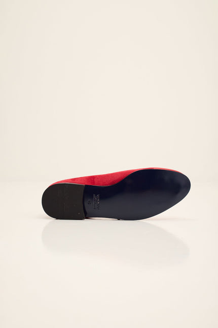 Men's Dipped-Toe Suede Loafer - Valentine Red | Ron Tomson