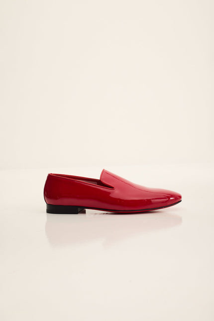 Men's Patent Leather Loafer - Red | Ron Tomson