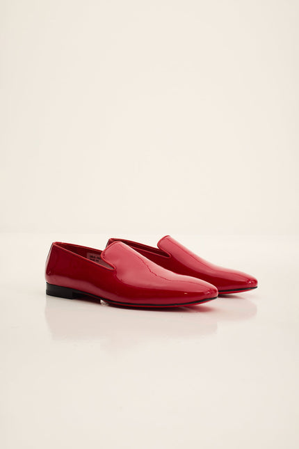 Men's Patent Leather Loafer - Red | Ron Tomson