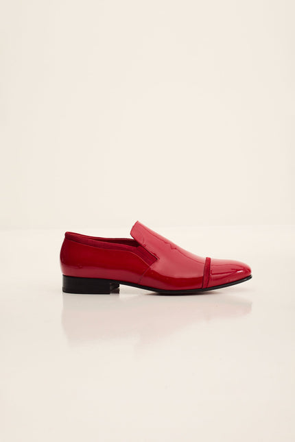 Men's Patent Leather Loafer - Red | Ron Tomson