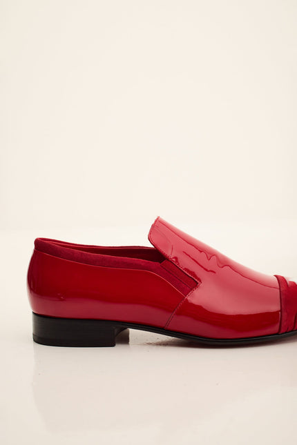 Men's Patent Leather Loafer - Red | Ron Tomson