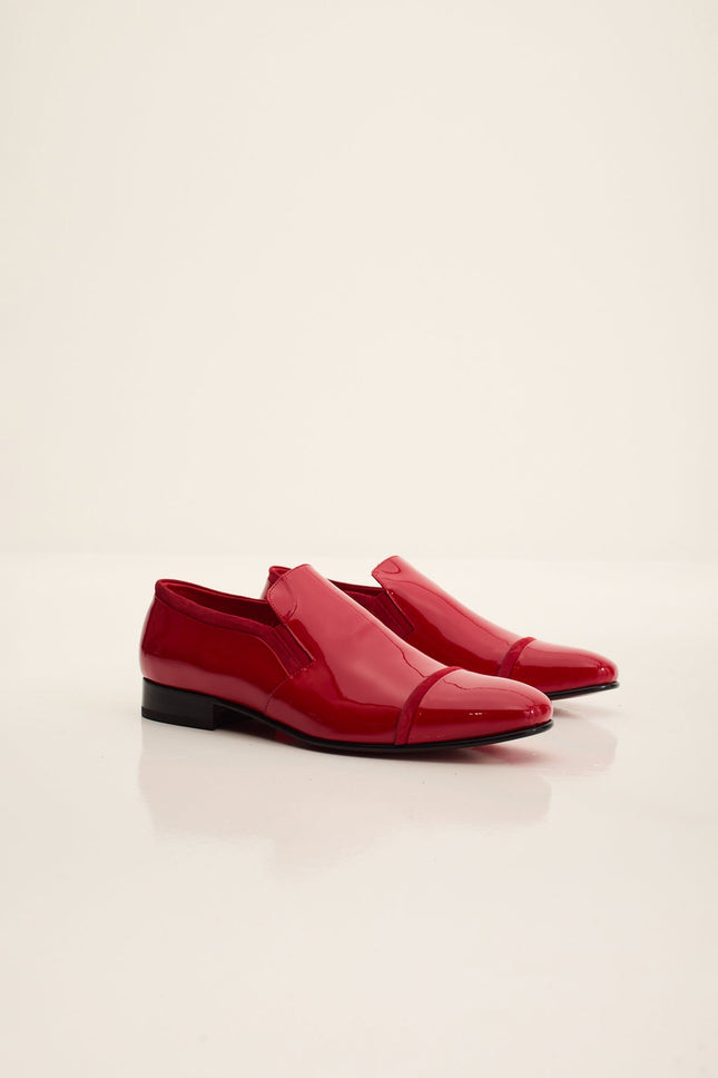 Men's Patent Leather Loafer - Red | Ron Tomson