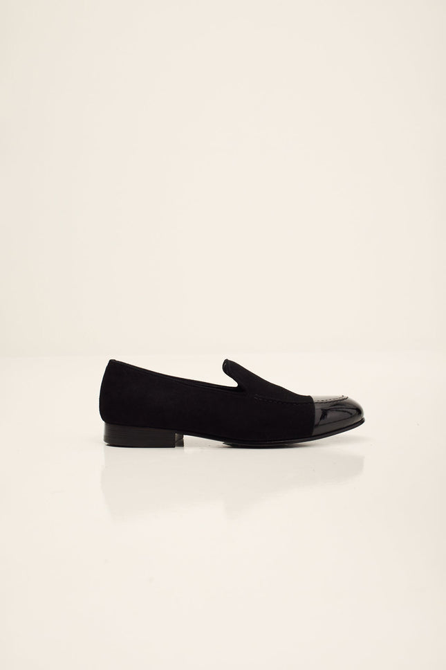 Men's Dipped-Toe Patent Leather Loafer - Black | Ron Tomson
