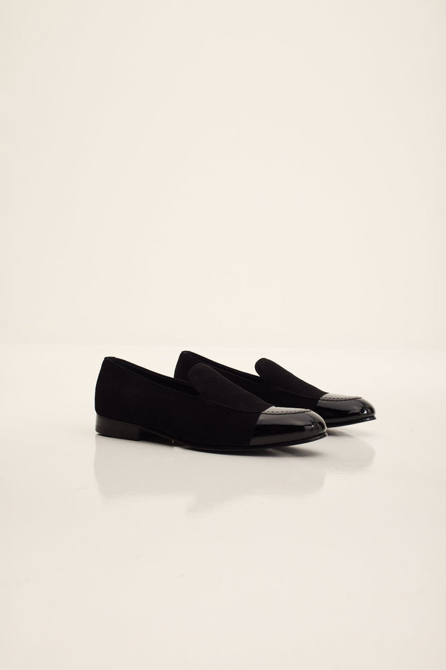 Men's Dipped-Toe Patent Leather Loafer - Black | Ron Tomson