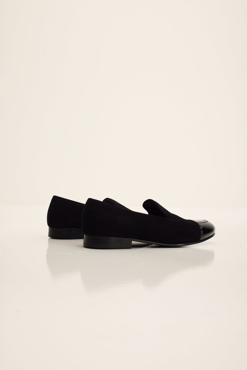 Men's Dipped-Toe Patent Leather Loafer - Black | Ron Tomson