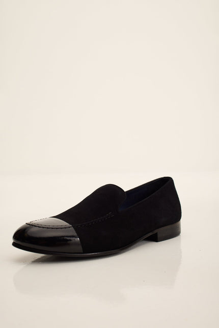 Men's Dipped-Toe Patent Leather Loafer - Black | Ron Tomson