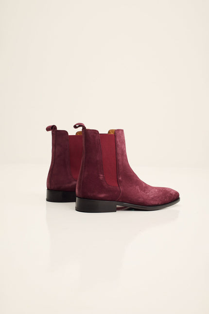 Men's Lambskin Suede Chelsea Boot - Oxblood Suede | Ron Tomson