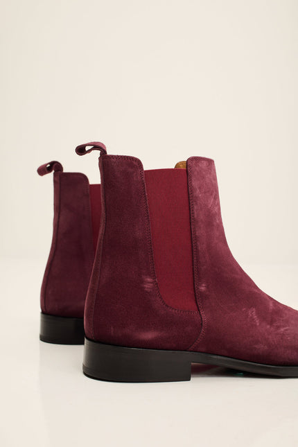 Men's Lambskin Suede Chelsea Boot - Oxblood Suede | Ron Tomson