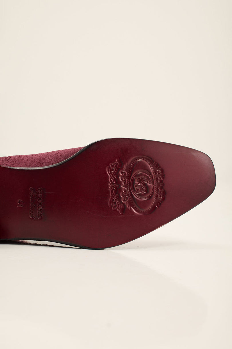 Men's Lambskin Suede Chelsea Boot - Oxblood Suede | Ron Tomson