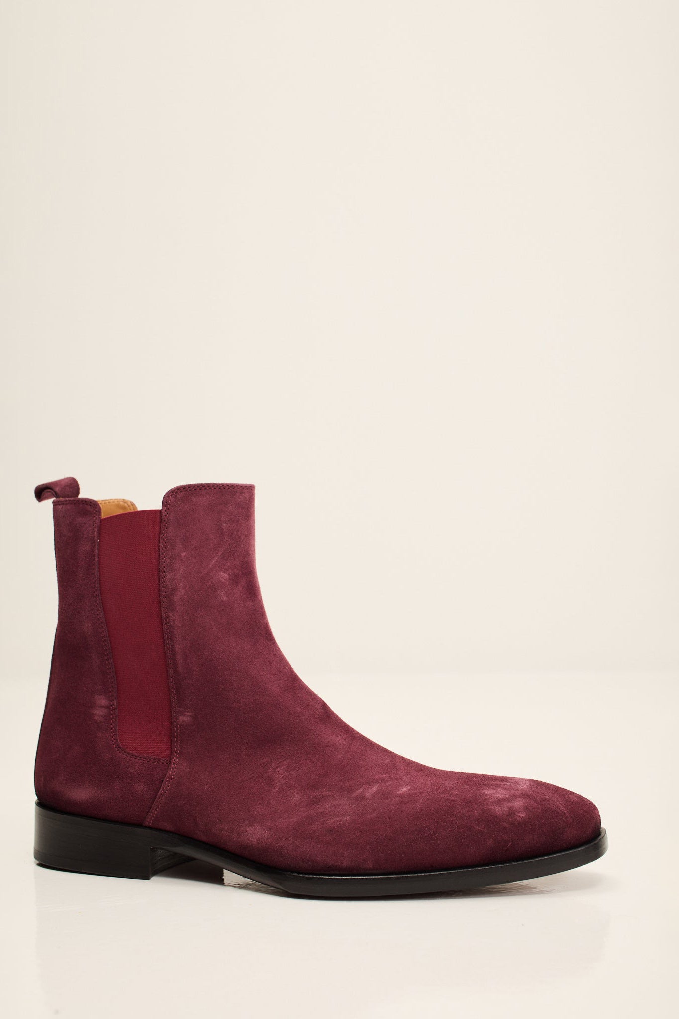 Men's Lambskin Suede Chelsea Boot - Oxblood Suede | Ron Tomson