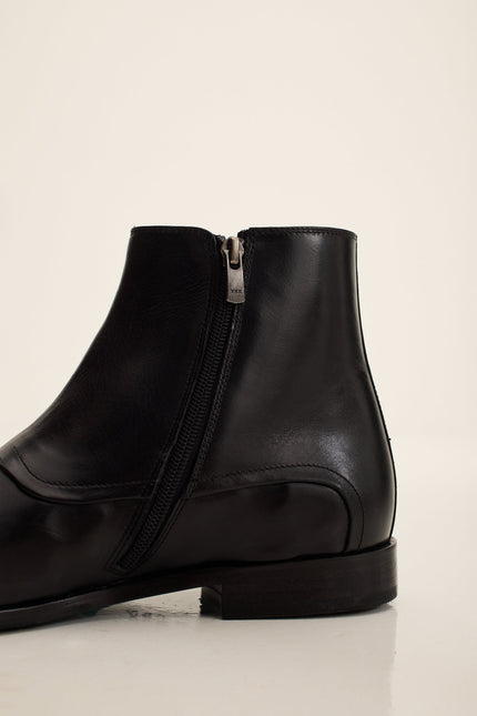 Men's Side-Zip Leather Chelsea Boots - Black | Ron Tomson