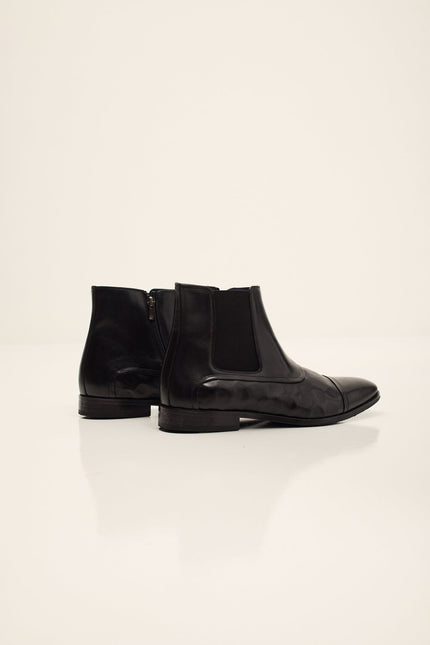 Men's Side-Zip Leather Chelsea Boots - Black | Ron Tomson