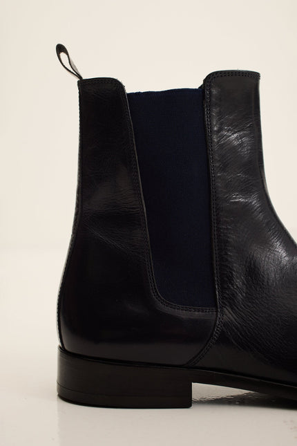 Men's Leather Chelsea Boot - Navy Buffalo | Ron Tomson