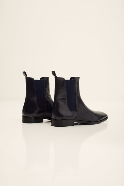 Men's Leather Chelsea Boot - Navy Buffalo | Ron Tomson