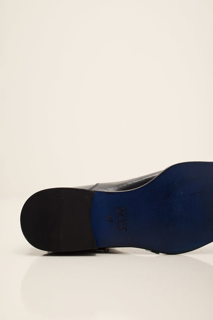 Men's Leather Chelsea Boot - Navy Buffalo | Ron Tomson