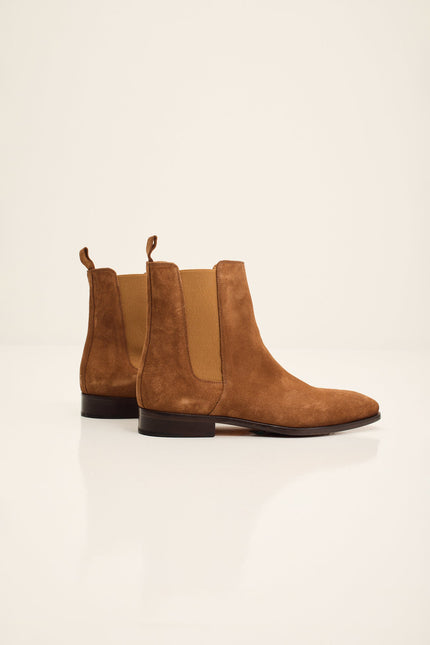 Men's Lambskin Suede Chelsea Boot - Tobacco | Ron Tomson