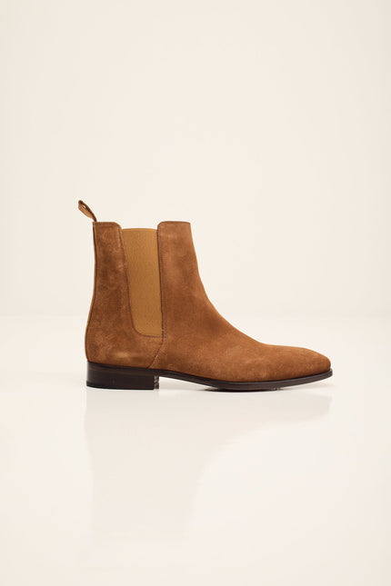 Men's Lambskin Suede Chelsea Boot - Tobacco | Ron Tomson