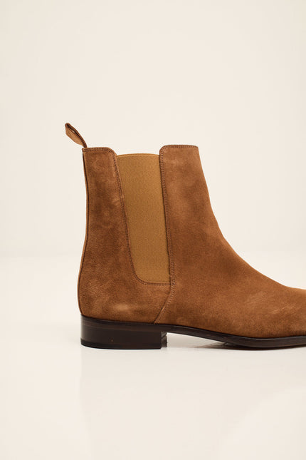 Men's Lambskin Suede Chelsea Boot - Tobacco | Ron Tomson