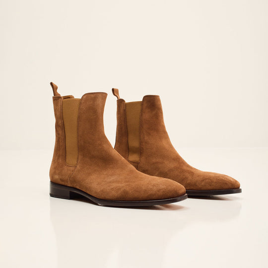 Men's Lambskin Suede Chelsea Boot - Tobacco | Ron Tomson
