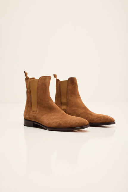 Men's Lambskin Suede Chelsea Boot - Tobacco | Ron Tomson