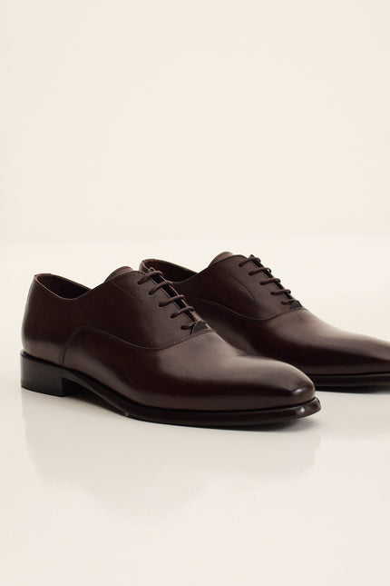 Men's Leather Oxford Shoe - Brown | Ron Tomson