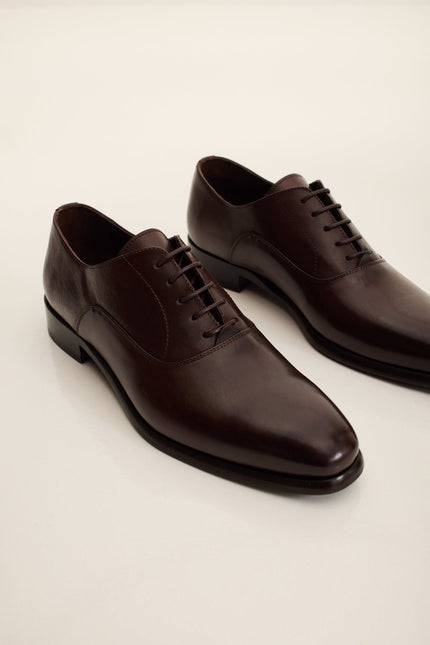Men's Leather Oxford Shoe - Brown | Ron Tomson