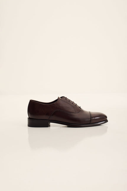 Men's Leather Cap Toe Oxfords - Brown | Ron Tomson