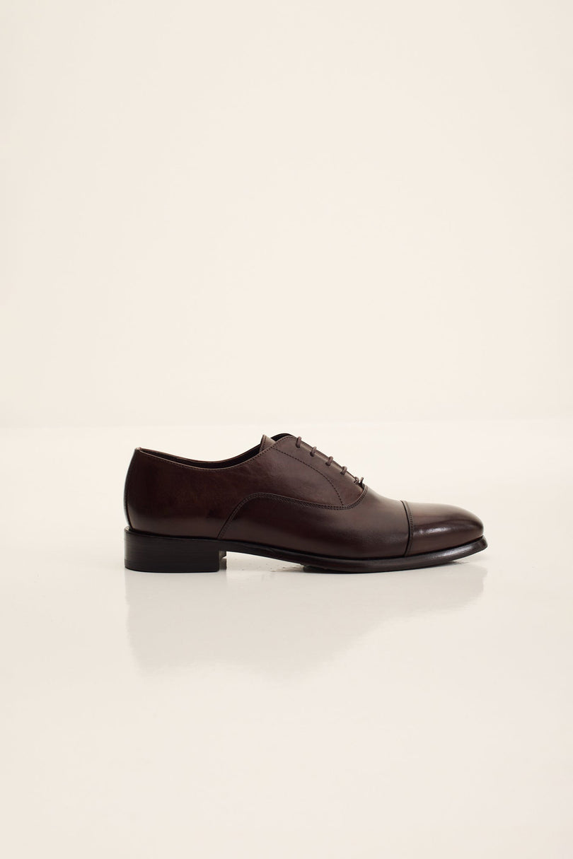 Men's Leather Cap Toe Oxfords - Brown | Ron Tomson