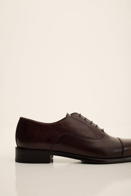 Men's Leather Cap Toe Oxfords - Brown | Ron Tomson
