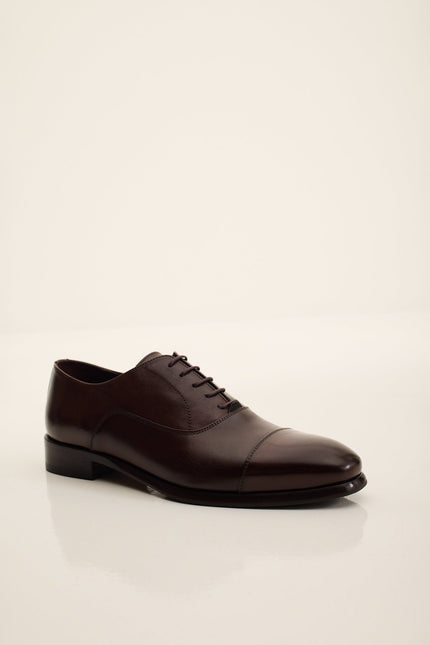 Men's Leather Cap Toe Oxfords - Brown | Ron Tomson