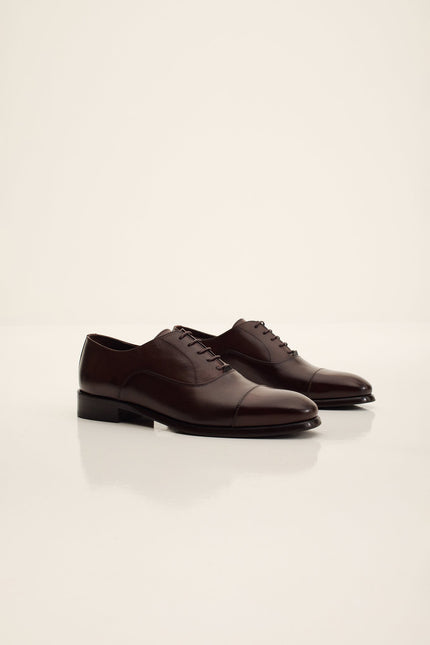 Men's Leather Cap Toe Oxfords - Brown | Ron Tomson