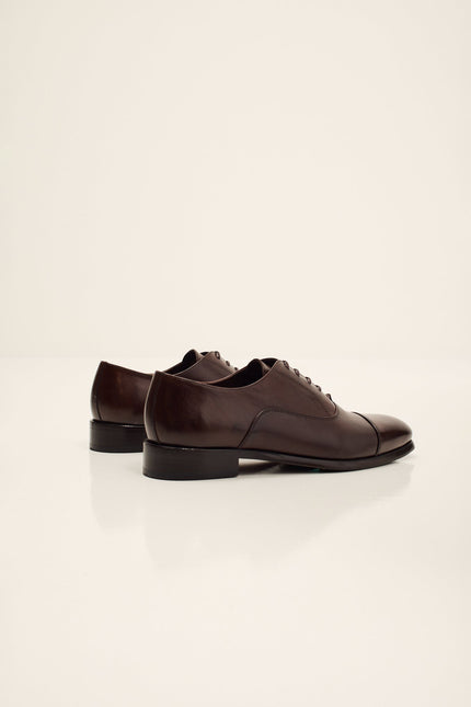 Men's Leather Cap Toe Oxfords - Brown | Ron Tomson